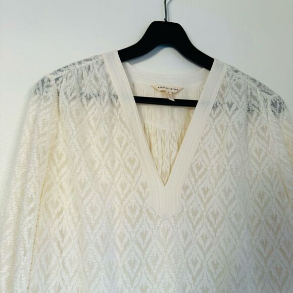 Rebecca Taylor Geometric Silk Blend Blouse Size 6 - Picture 3 of 6